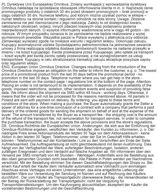 informacje prawne o stronie i sklepie oraz dotyczące ceny