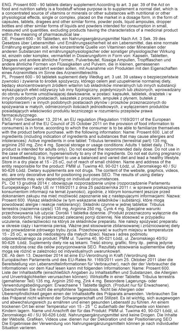 skład prosent 600 dokładny wykaz wraz z zawartością substancji czynnych